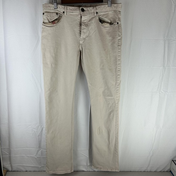 Burberry Other - Burberry Brit Jeans Mens 34x33 Beige Stretch Denim Regular Straight Button Fly